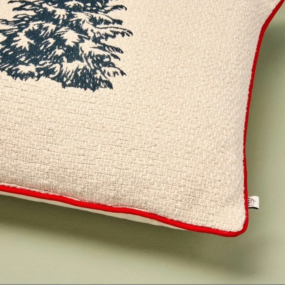 New Tree Icon Toss Square Pillow Cream/ Red Edge - Hearth & Hand with Magnolia